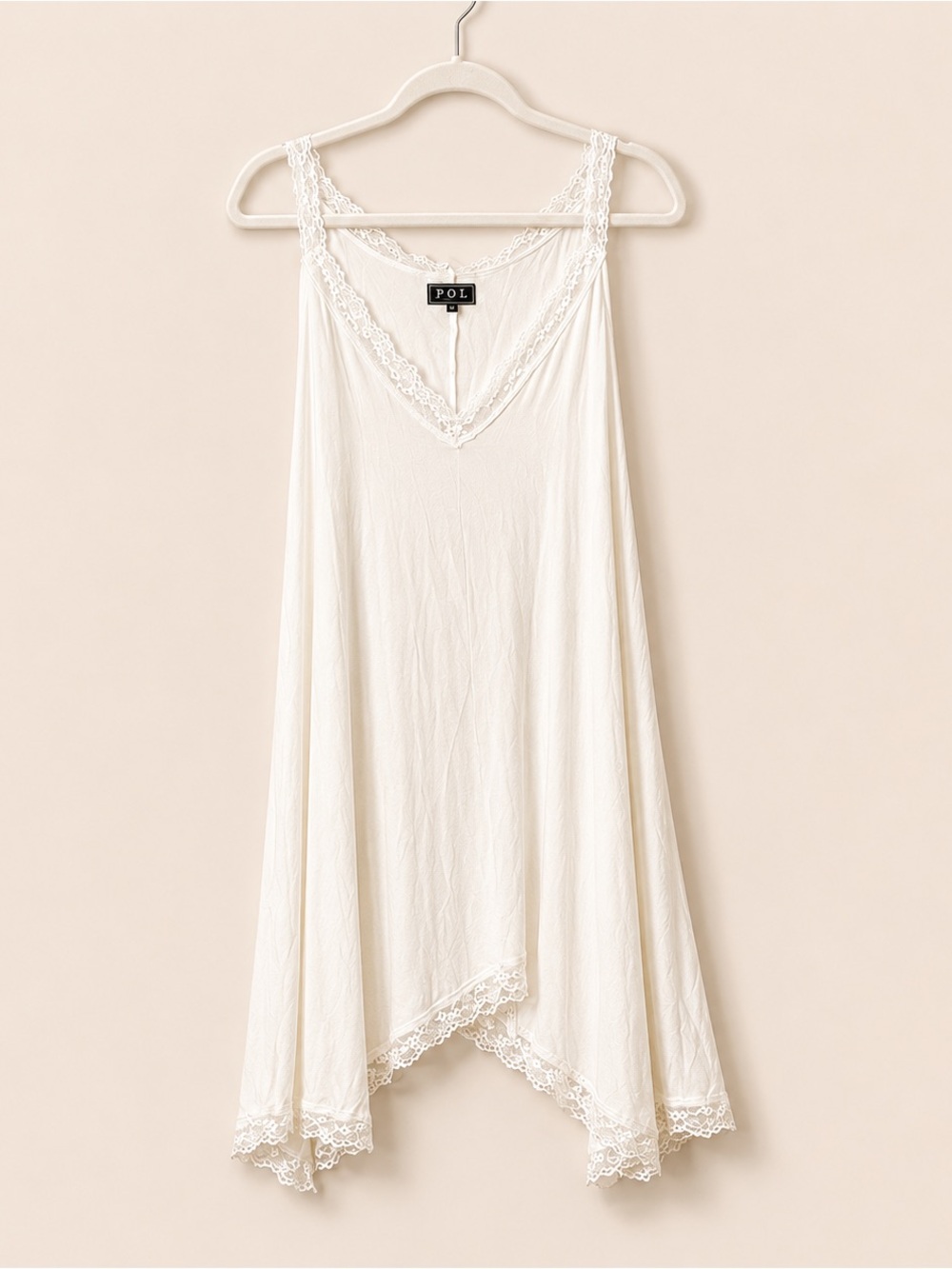 POL Ivory Lace Trim Sleeveless Chemise Slip Dress Nightgown Lounge Size S - Picture 2 of 8